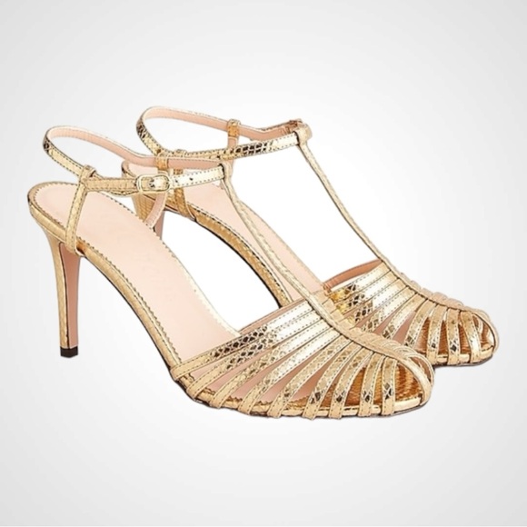 J. CREW Collection Rylie caged-toe heels snake-embossed Italian leather - Picture 4 of 11